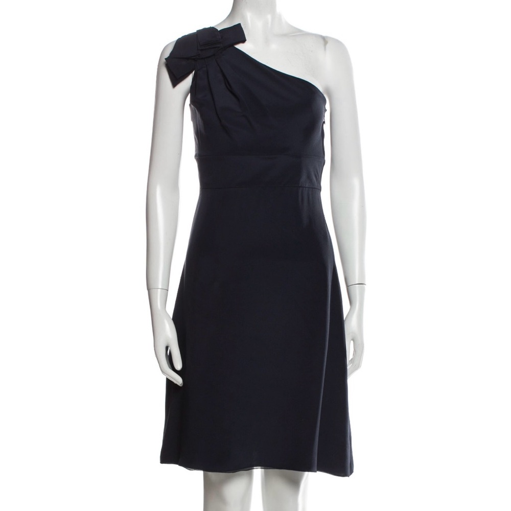 Valentino Dark Blue Asymmetrical Ruched Cocktail Dress